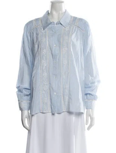 Pre-owned Xirena Striped Long Sleeve Blouse W/ Tags In Blue