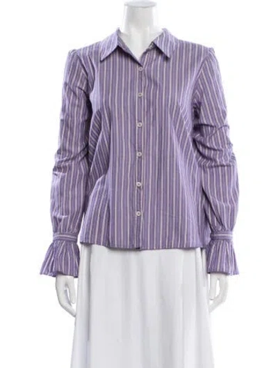 Pre-owned Xirena Striped Long Sleeve Blouse W/ Tags In Purple