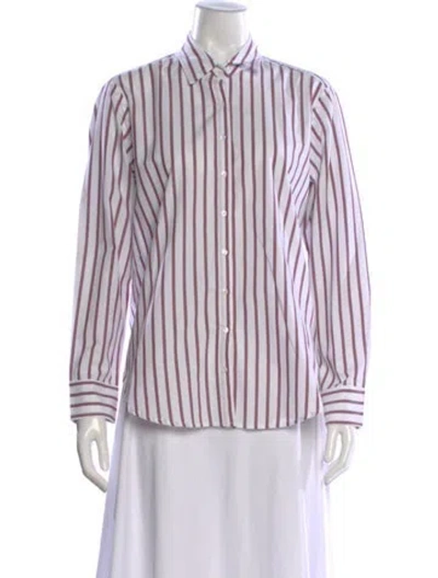 Pre-owned Xirena Striped Long Sleeve Blouse In White