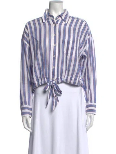 Pre-owned Xirena Striped Long Sleeve Blouse In White