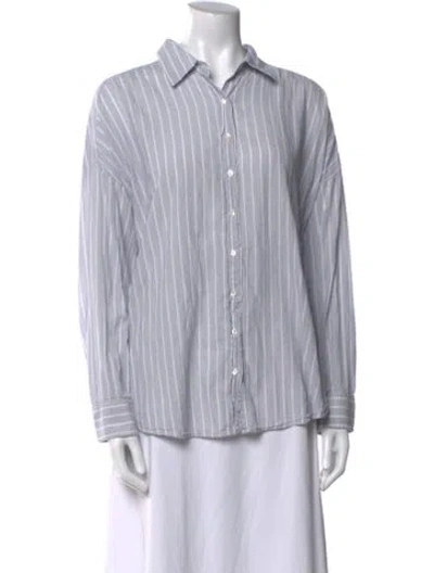 Pre-owned Xirena Striped Long Sleeve Button-up Top In Blue