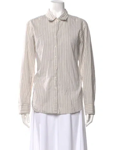 Pre-owned Xirena Striped Long Sleeve Button-up Top In Neutral