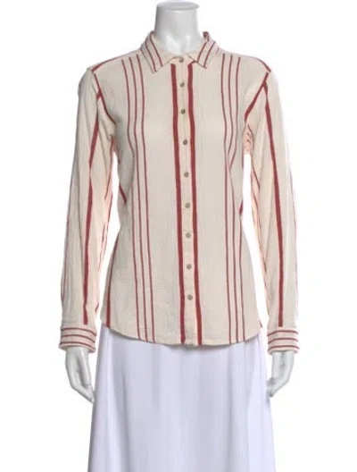 Pre-owned Xirena Striped Long Sleeve Button-up Top In Neutral