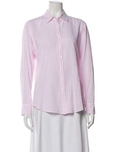 Pre-owned Xirena Striped Long Sleeve Button-up Top In Pink