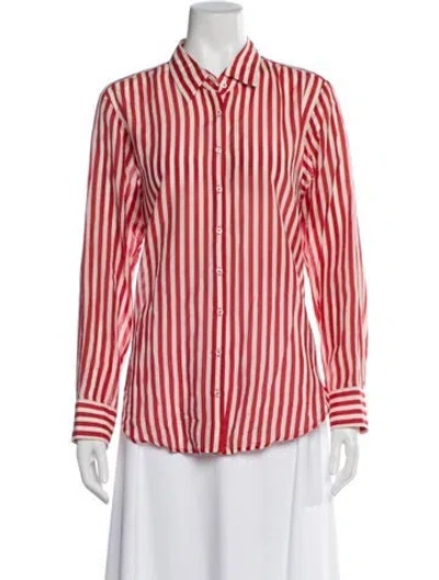 Pre-owned Xirena Striped Long Sleeve Button-up Top In Pink