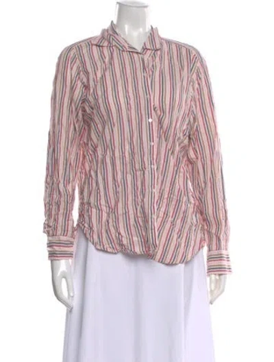 Pre-owned Xirena Striped Long Sleeve Button-up Top In Pink