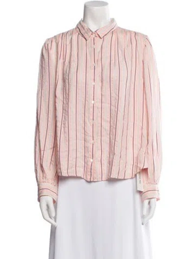 Pre-owned Xirena Striped Long Sleeve Button-up Top In Pink