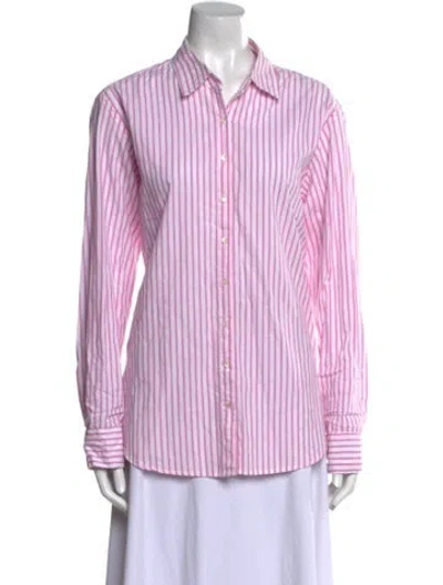 Pre-owned Xirena Striped Long Sleeve Button-up Top In Pink