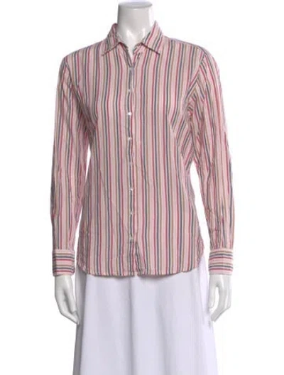 Pre-owned Xirena Striped Long Sleeve Button-up Top In Pink