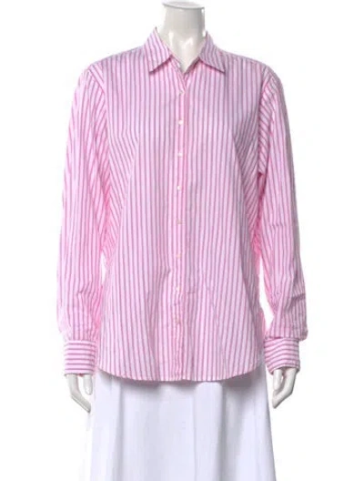 Pre-owned Xirena Striped Long Sleeve Button-up Top In Pink