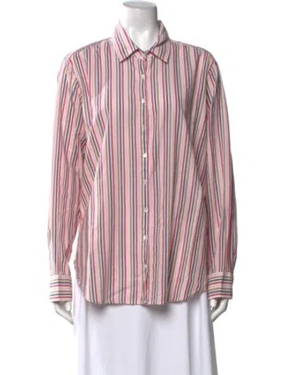 Pre-owned Xirena Striped Long Sleeve Button-up Top In Pink