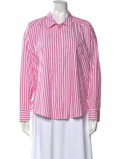 Pre-owned Xirena Striped Long Sleeve Button-up Top In Pink