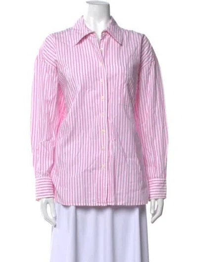 Pre-owned Xirena Striped Long Sleeve Button-up Top In Pink