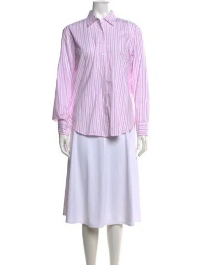Pre-owned Xirena Striped Long Sleeve Button-up Top In Pink