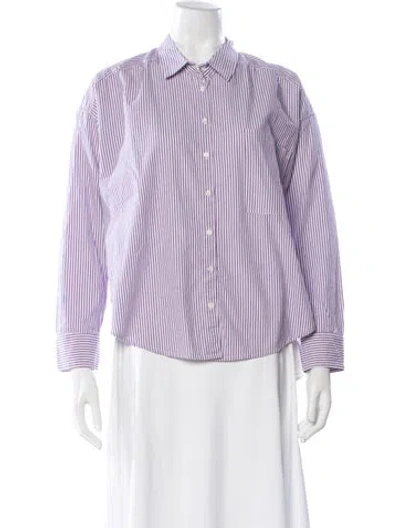Pre-owned Xirena Striped Long Sleeve Button-up Top In Purple