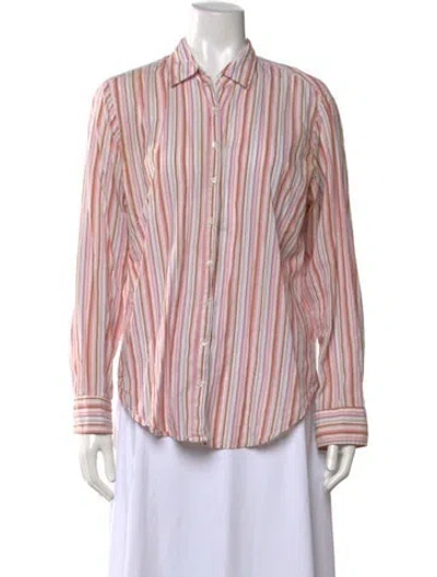 Pre-owned Xirena Striped Long Sleeve Button-up Top In Red