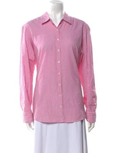 Pre-owned Xirena Striped Long Sleeve Button-up Top W/ Tags In Pink
