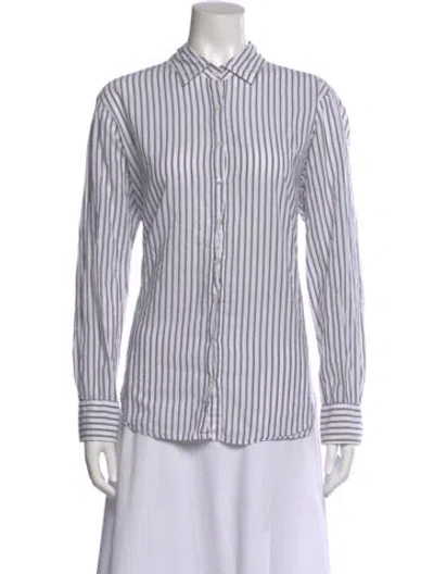 Pre-owned Xirena Striped Long Sleeve Button-up Top In White
