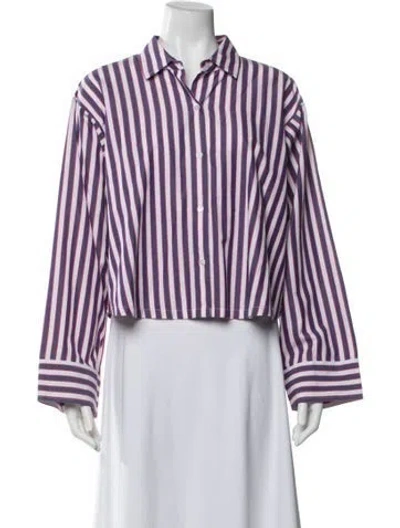 Pre-owned Xirena Striped Long Sleeve Button-up Top In White