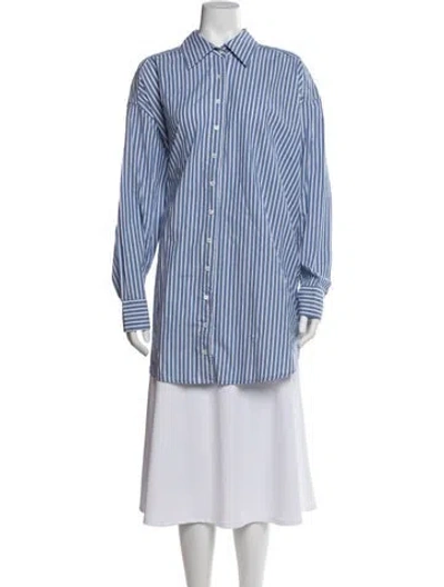 Pre-owned Xirena Striped Long Sleeve Button-up Top In White