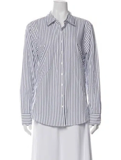 Pre-owned Xirena Striped Long Sleeve Button-up Top In White
