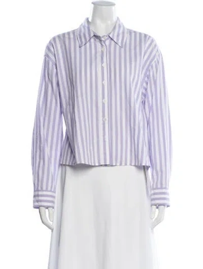 Pre-owned Xirena Striped Long Sleeve Button-up Top In White