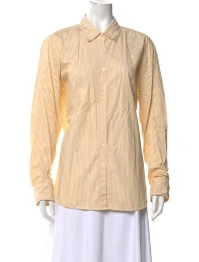 Pre-owned Xirena Striped Long Sleeve Button-up Top In Yellow