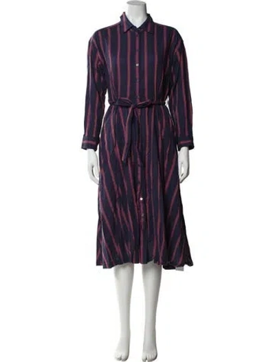 Pre-owned Xirena Striped Midi Length Dress In Blue