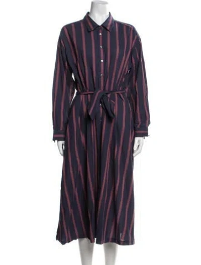 Pre-owned Xirena Striped Midi Length Dress In Blue