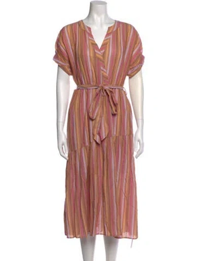 Pre-owned Xirena Striped Midi Length Dress In Brown