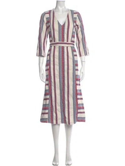 Pre-owned Xirena Striped Midi Length Dress In Neutral