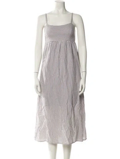 Pre-owned Xirena Striped Midi Length Dress In White