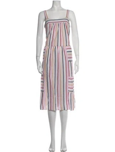 Pre-owned Xirena Striped Midi Length Dress In White