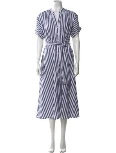 Pre-owned Xirena Striped Midi Length Dress In White