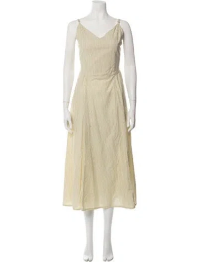 Pre-owned Xirena Striped Midi Length Dress In Yellow