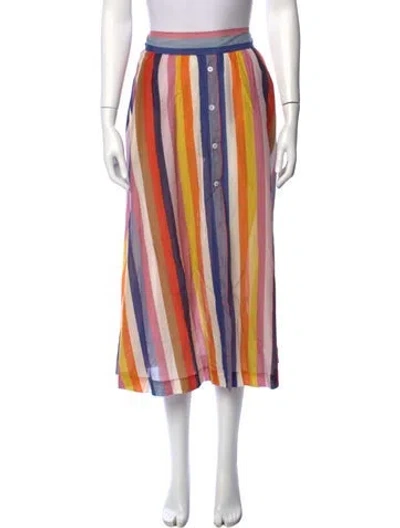 Pre-owned Xirena Striped Midi Length Skirt In Orange/pink