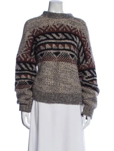 Pre-owned Xirena Striped Mock Neck Sweater In Gray