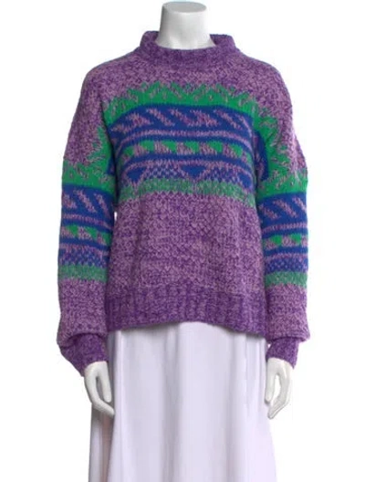 Pre-owned Xirena Striped Mock Neck Sweater In Purple