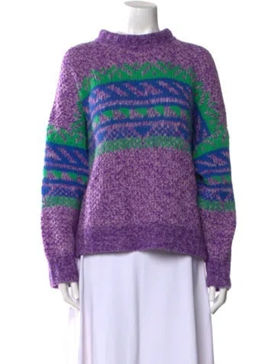 Pre-owned Xirena Striped Mock Neck Sweater In Purple