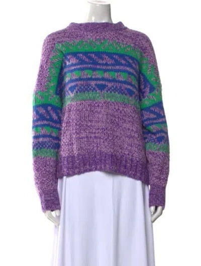 Pre-owned Xirena Striped Mock Neck Sweater In Purple