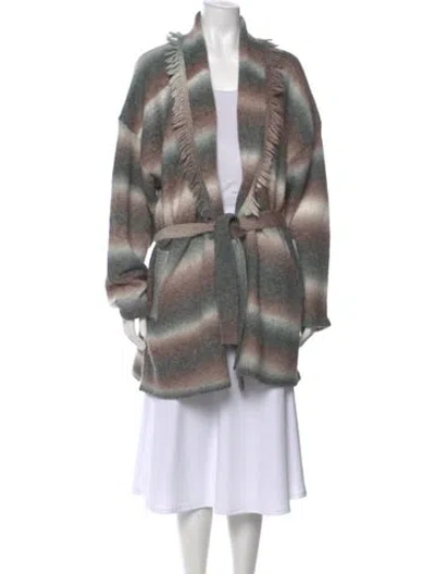 Pre-owned Xirena Striped Plunge Neckline Sweater In Grey