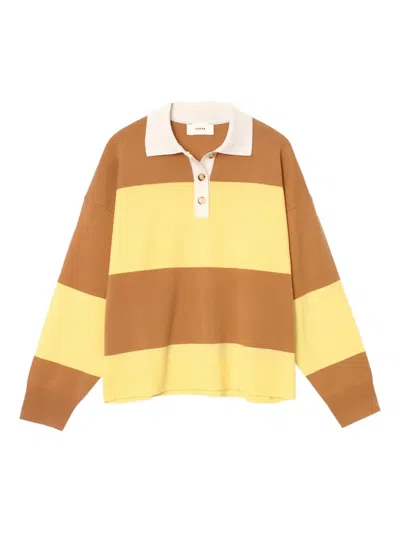 Xirena Striped Polo Shirt In Brown