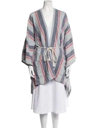 Pre-owned Xirena Striped Poncho W/ Tags In White