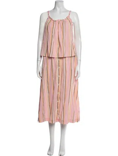 Pre-owned Xirena Striped Ruffle Embellishment Skirt Set In Pink