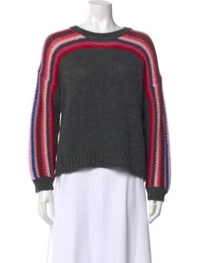 Pre-owned Xirena Striped Scoop Neck Sweater In Gray