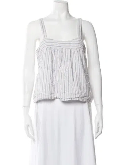Pre-owned Xirena Striped Scoop Neck Top In White