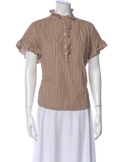 Pre-owned Xirena Striped Short Sleeve Blouse In Neutral