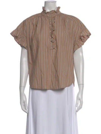 Pre-owned Xirena Striped Short Sleeve Blouse In Neutral