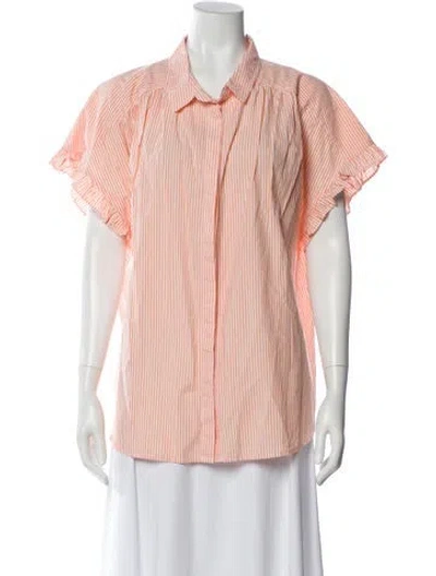 Pre-owned Xirena Striped Short Sleeve Blouse In Pink