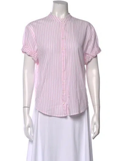 Pre-owned Xirena Striped Short Sleeve Blouse In Pink